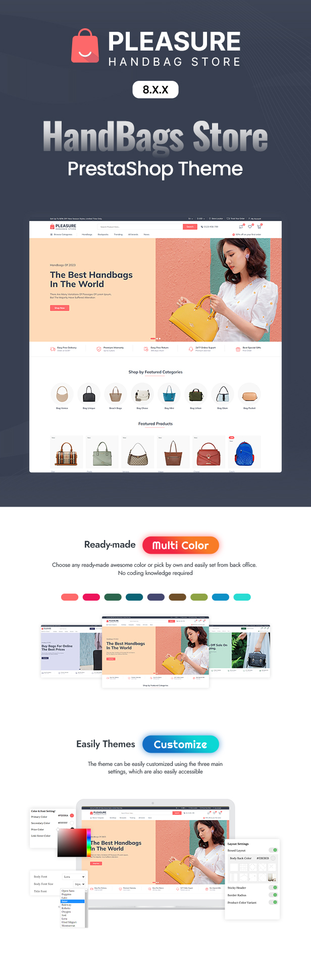 Pleasure - Handbag and Purse Store PrestaShop 8 Theme - 1