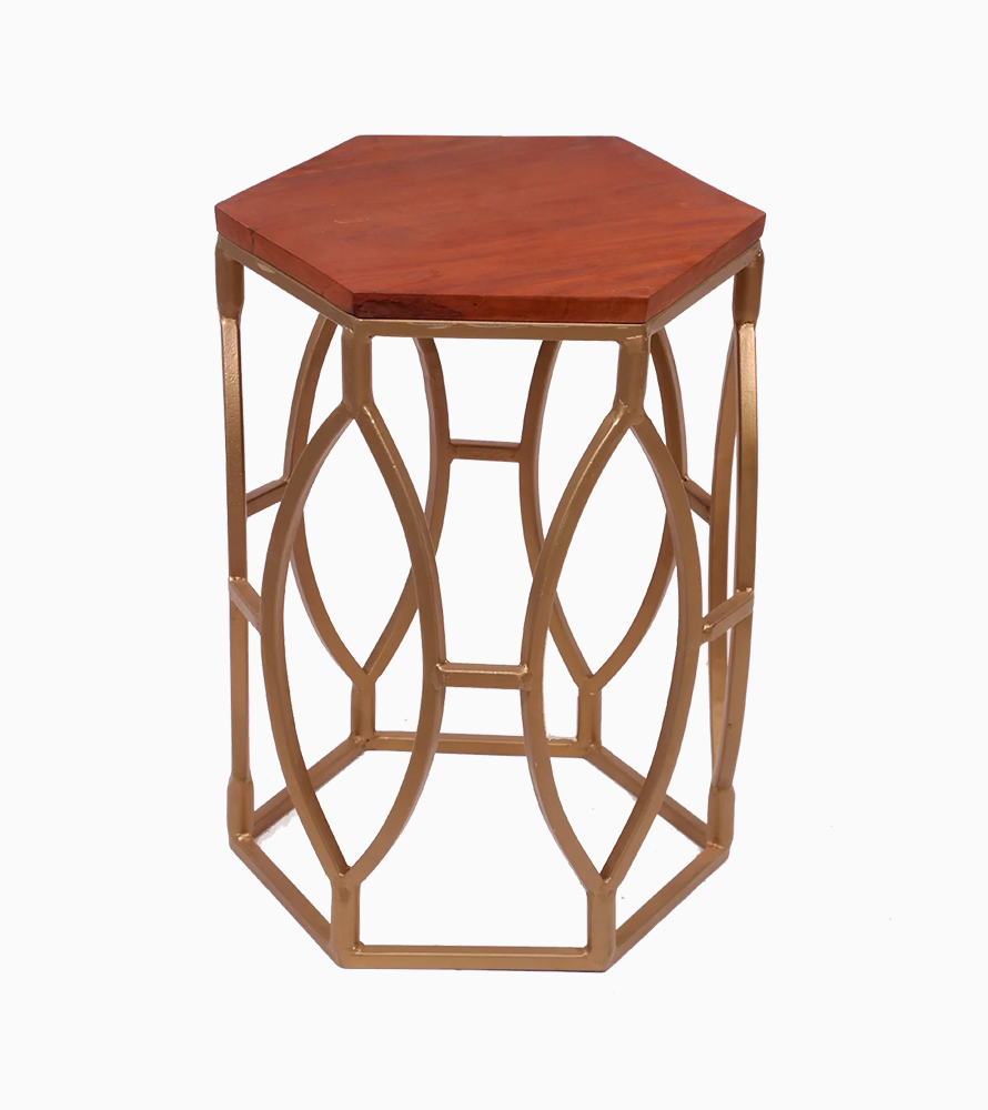 Century Modern Hexagonal Metallic Coffee Table – Gold, Large