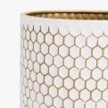 Honeycomb Mid-Century Modern Indoor Metal Pot Planter with 4-Leg Wood Base - Image 3