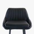 Elama Modern Faux Leather Tufted Bar Stool in Black with Chrome Base Adjustable Height - Image 3