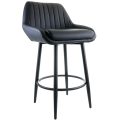 Elama Modern Faux Leather Tufted Bar Stool in Black with Chrome Base Adjustable Height