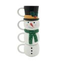 Elsjoy Set of 4 Christmas Stackable Coffee Mugs Christmas Coffee Mugs with Metal