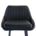 Elama Modern Faux Leather Tufted Bar Stool in Black with Chrome Base Adjustable Height - Image 2