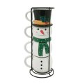 Elsjoy Set of 4 Christmas Stackable Coffee Mugs Christmas Coffee Mugs with Metal - Image 2