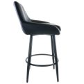 Elama Modern Faux Leather Tufted Bar Stool in Black with Chrome Base Adjustable Height - Image 3