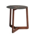 Brad Ascalon for Design Within Reach Side Table in Walnut and Glass Top Design Within