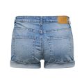 luvamia Women's Ripped Denim Jean Shorts Mid Rise Stretchy Folded Hem Short Jeans Light Blue - Image 2